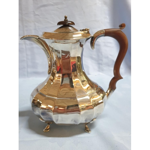 461 - Silver Plated Edwardian Style Teapot, Coffee Pot with Milk Jug and Sugar Bowl