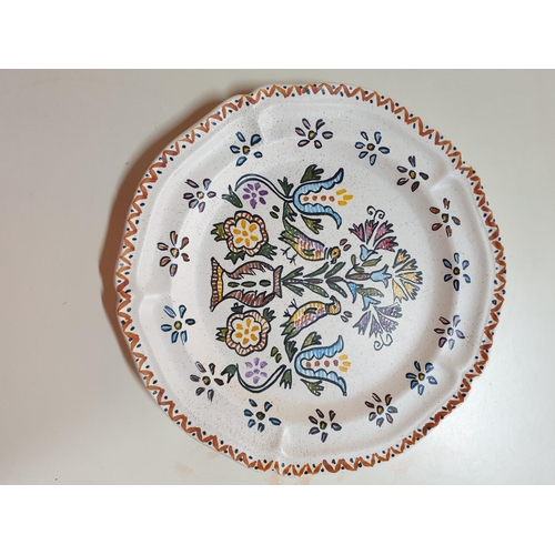 465 - 1 x Handmade in Greece Large Plate with Bird and Floral Design (Ø30cm) and 1 x Abstract Shaped Bowl ... 