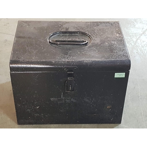 74 - Strong Metal box with Clasps Originally an Electric Tool Box (45 x 33 x 32cm)