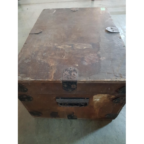 75 - Wooden Box with Metal Corners (51 x 34 x 28cm)