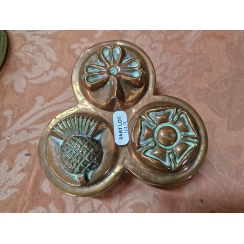 473 - 2 x Antique Small Copper Jelly Moulds, One Engraved 'Jones Bros, Down St, W' and other '576', (Appro... 