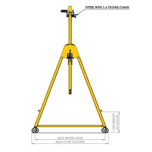 102 - Adjustable Height KDC Mobile Portal Gantry Crane with Stahl ST20 Chain Hoist, 1600kg, W:7m, H:6m, (M... 