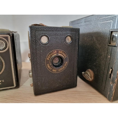 15 - 3 x Vintage Box Cameras; No 2A Brownie, Popular Brownie and Six-20 Brownie C, (3)