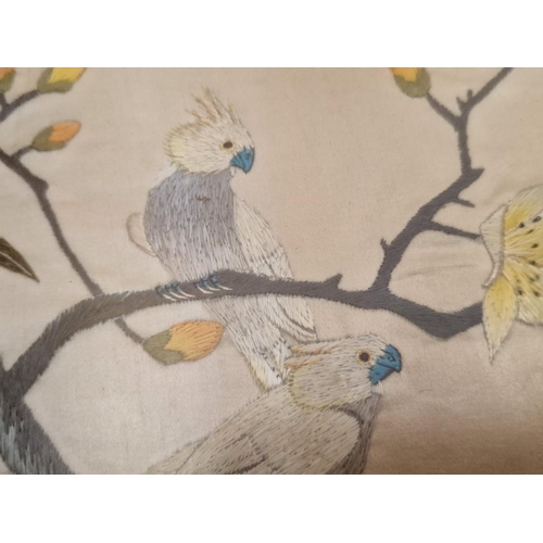 159 - Framed Chinese Embroidery of Birds in Tree, (Approx. 52 x 67cm)