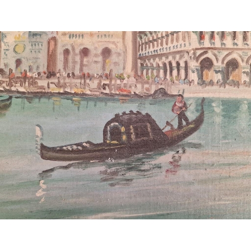 160 - Framed Painting on Board of Canal City, Signed by Unknown Artist, (Approx. 55 x 45cm)