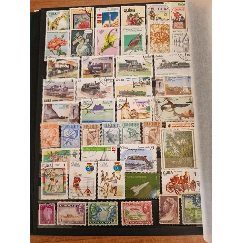 3 - Stamp Album (Green Colour, A4 Size) Approx. 48 Sides, FULL with Assorted World Stamps, Including Cou... 