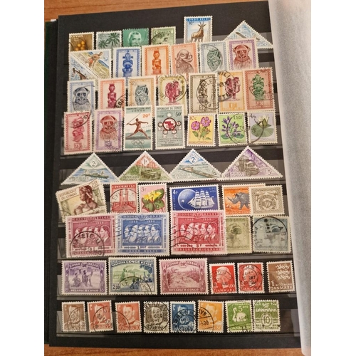 3 - Stamp Album (Green Colour, A4 Size) Approx. 48 Sides, FULL with Assorted World Stamps, Including Cou... 