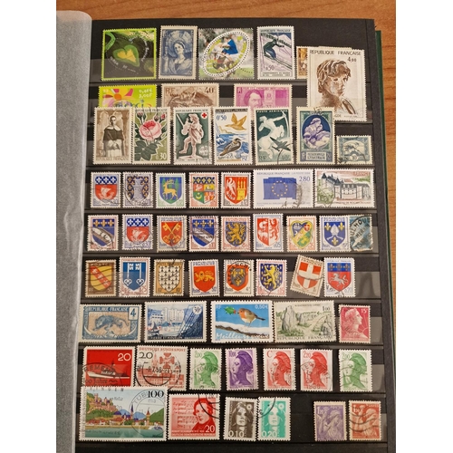 3 - Stamp Album (Green Colour, A4 Size) Approx. 48 Sides, FULL with Assorted World Stamps, Including Cou... 