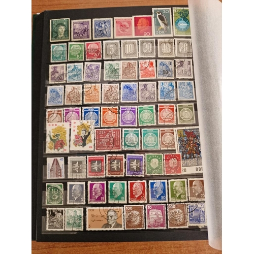 3 - Stamp Album (Green Colour, A4 Size) Approx. 48 Sides, FULL with Assorted World Stamps, Including Cou... 