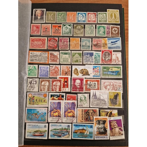 3 - Stamp Album (Green Colour, A4 Size) Approx. 48 Sides, FULL with Assorted World Stamps, Including Cou... 