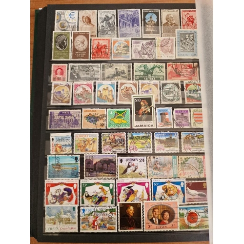 3 - Stamp Album (Green Colour, A4 Size) Approx. 48 Sides, FULL with Assorted World Stamps, Including Cou... 