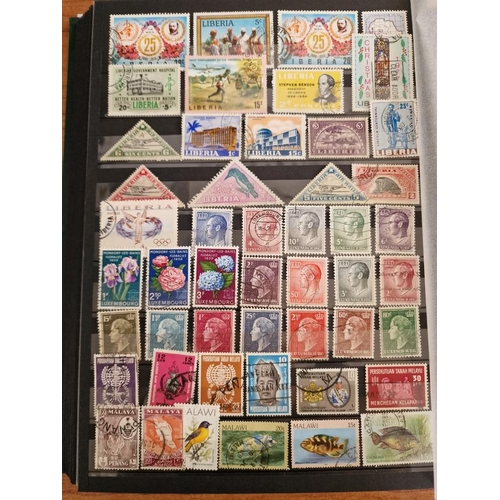 3 - Stamp Album (Green Colour, A4 Size) Approx. 48 Sides, FULL with Assorted World Stamps, Including Cou... 