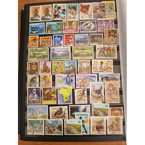 3 - Stamp Album (Green Colour, A4 Size) Approx. 48 Sides, FULL with Assorted World Stamps, Including Cou... 