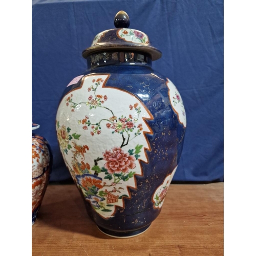 138 - 2 x Large Decorative Vintage Porcelain Chinese Ginger Jars with Lids, (Approx. H's: 36 and 43cm), Nb... 