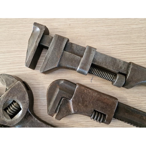 62 - Collection of Vintage Wrenches; 1 x American 32cm, 2 x UK 36 & 18cm, 1 x German 25cm and 1 x Other