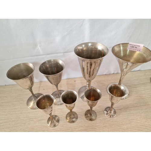 71 - Collection of 7 x Silver Plated Goblets, Mostly Spanish, (7)