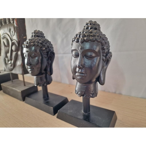 72 - Collection of 4 x Buddha Ornaments on Stands, (Approx. H's: 36cm, 25cm and 21cm)