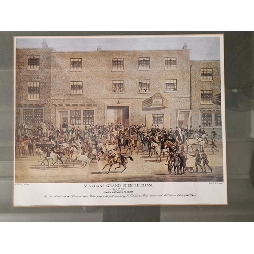 84 - Collection of 6 x Framed Prints of Engravings by J Pollard, Titled 'St Albans Grand Steeple Chase' (... 