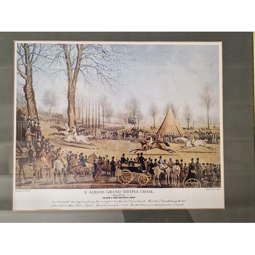 84 - Collection of 6 x Framed Prints of Engravings by J Pollard, Titled 'St Albans Grand Steeple Chase' (... 