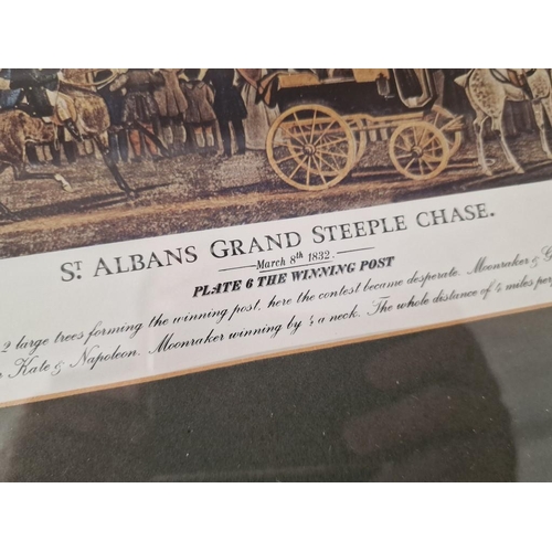 84 - Collection of 6 x Framed Prints of Engravings by J Pollard, Titled 'St Albans Grand Steeple Chase' (... 