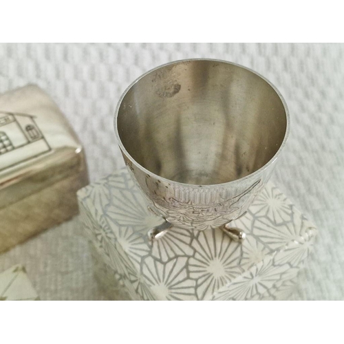 Christening Gifts; Silver (.800) Egg Cup (Ø4.5cm x H4cm) with Cyprus Island, Silver (.800) Spoon a