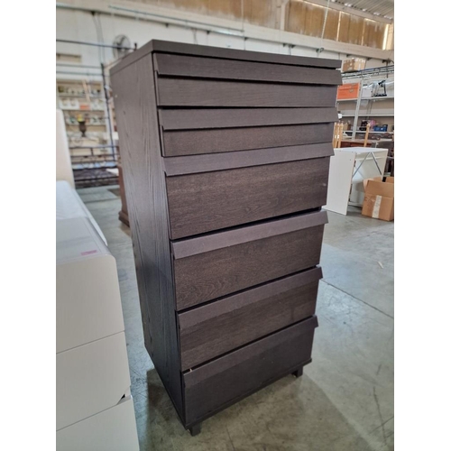 354 - Dark Wood Colour 6-Drawer Tallboy / Chest of Drawers, (Approx. 60 x 49 x 125cm)