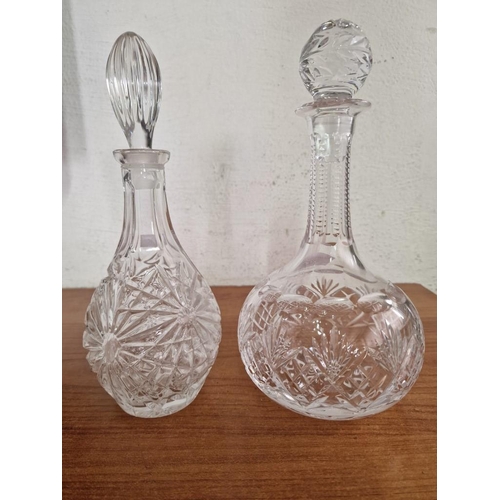 90 - 2 x Crystal Decanters with Stoppers, (Approx. H: 27cm), (2)