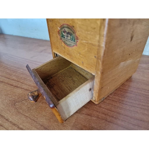 95 - Antique Hand Wound Coffee Grinder, Believed to be German, with Wooden Base and Collection Drawer