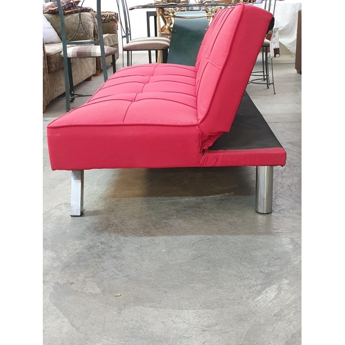 196 - Red Futon Sofa / Bed (Light Weight)