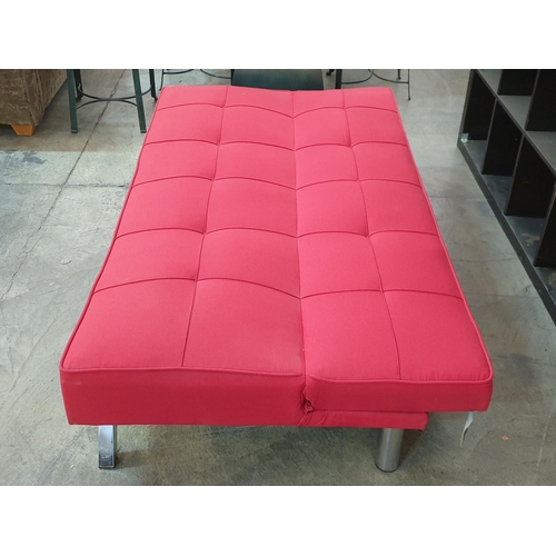 196 - Red Futon Sofa / Bed (Light Weight)