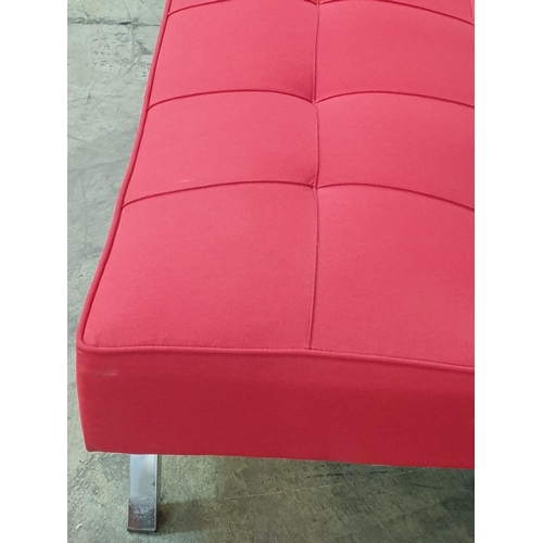 196 - Red Futon Sofa / Bed (Light Weight)