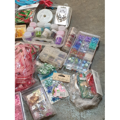 214 - Large Collection of Craft Supplies (Beads, Flower Bows, Ribbons etc)