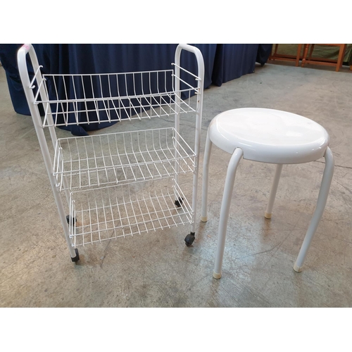 White Finished 3Tier Fruit / Vegetable Rack on Wheels, Storage Stand