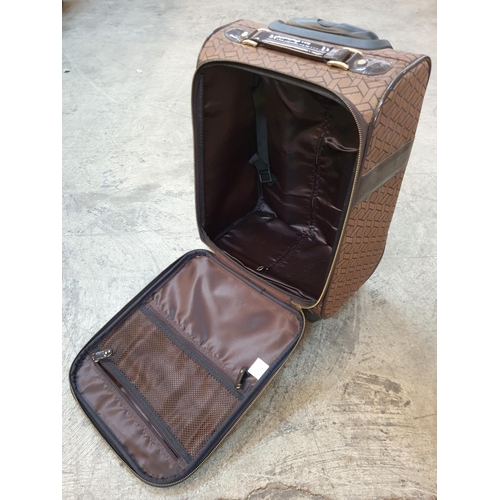 264 - Brown / Black Retro Style Small Oriflame Travel Carry on Suitcase