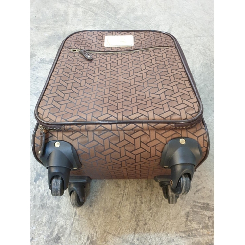 264 - Brown / Black Retro Style Small Oriflame Travel Carry on Suitcase