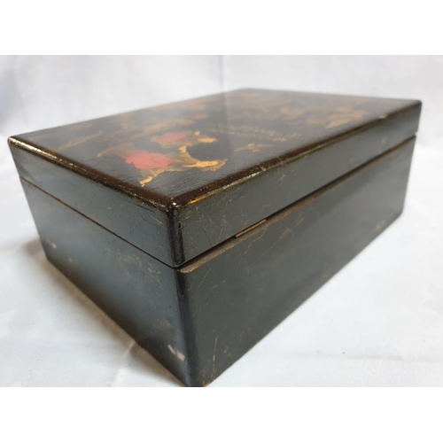 268 - Vintage Oriental Wooden Jewellery / Treasure Box (20 x 26.5 x 11cm)