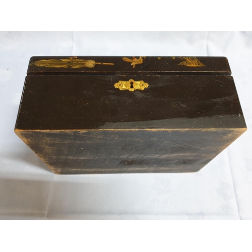 268 - Vintage Oriental Wooden Jewellery / Treasure Box (20 x 26.5 x 11cm)