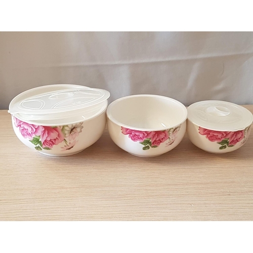 348 - Ceramic Nesting Bowl Set with Lid (3 x Bowls, 2 x Lids)