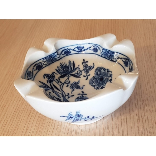 349 - Blue and White Vintage Czechoslovakian (Zwiebelmuster) Porcelain Ashtray (12.5 x 12.5 x 6cm) and Tri... 