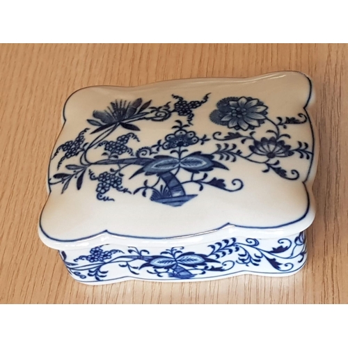 349 - Blue and White Vintage Czechoslovakian (Zwiebelmuster) Porcelain Ashtray (12.5 x 12.5 x 6cm) and Tri... 