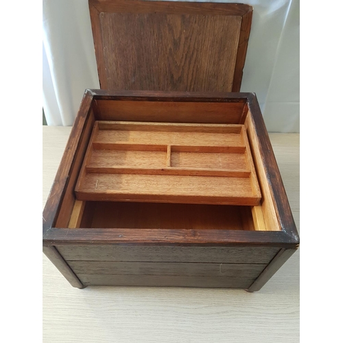 358 - Hand Craft Vintage Square Wooden Sewing Box with Patchwork Top (A/F), (36 x 36 x 24cm)