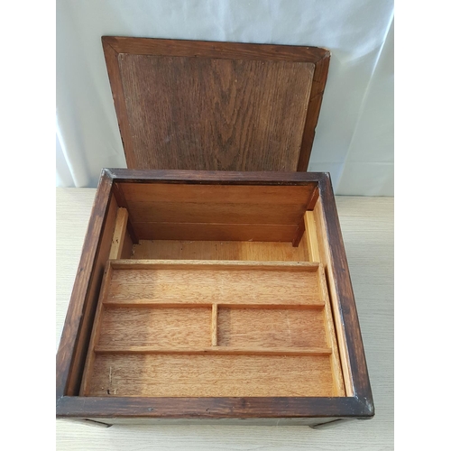 358 - Hand Craft Vintage Square Wooden Sewing Box with Patchwork Top (A/F), (36 x 36 x 24cm)