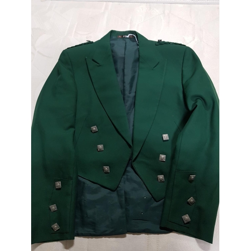 776 - Traditional Scottish Man Outfit inc; Green Formal Jacket with Silver Coloured Buttons and Decorative... 