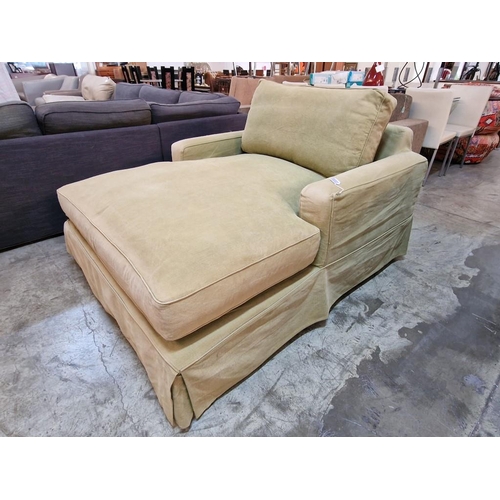 792 - Modern Large Chaise Lounge Armchair in Pale Green Colour Removable Fabric Cover, (Approx. 122 x 160c... 