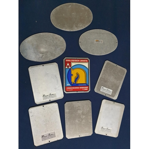 807 - Collection of 9 x Vintage Aluminium Plaque Concours Hip pique in Various Shapes (1998, 1999, 2000, 2... 