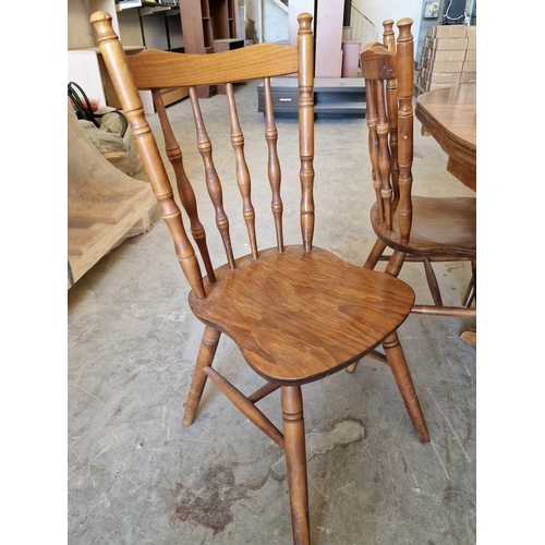 245 - Round Wooden Extendable Dining Table with Box Wood Inlaid Top, Over Turned Pedestal Leg, (Approx. Ø:... 