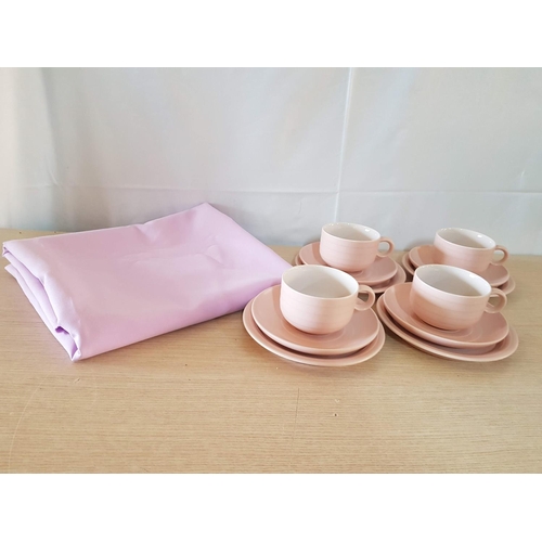 357 - Girls Tea Set for 4 x Cups, 4 x Saucers, 4 x Cake Sandwich Plates in Beautiful Colour Powder Pink (S... 