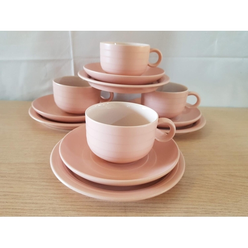 357 - Girls Tea Set for 4 x Cups, 4 x Saucers, 4 x Cake Sandwich Plates in Beautiful Colour Powder Pink (S... 