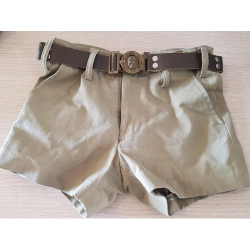 366 - Vintage Cub Scouts Shorts with Leather Belt and Cap