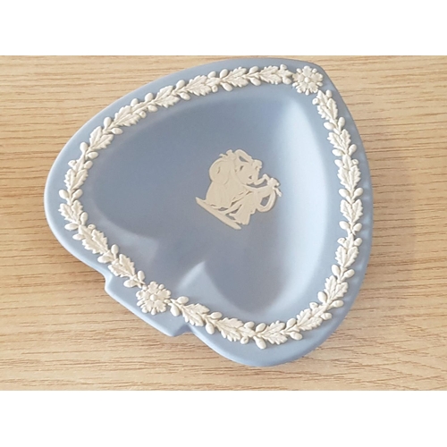 371 - Mini Wedgewood Blue Collection; Oval Dish, Headed Dish and Trinket Box (3 x Pcs)